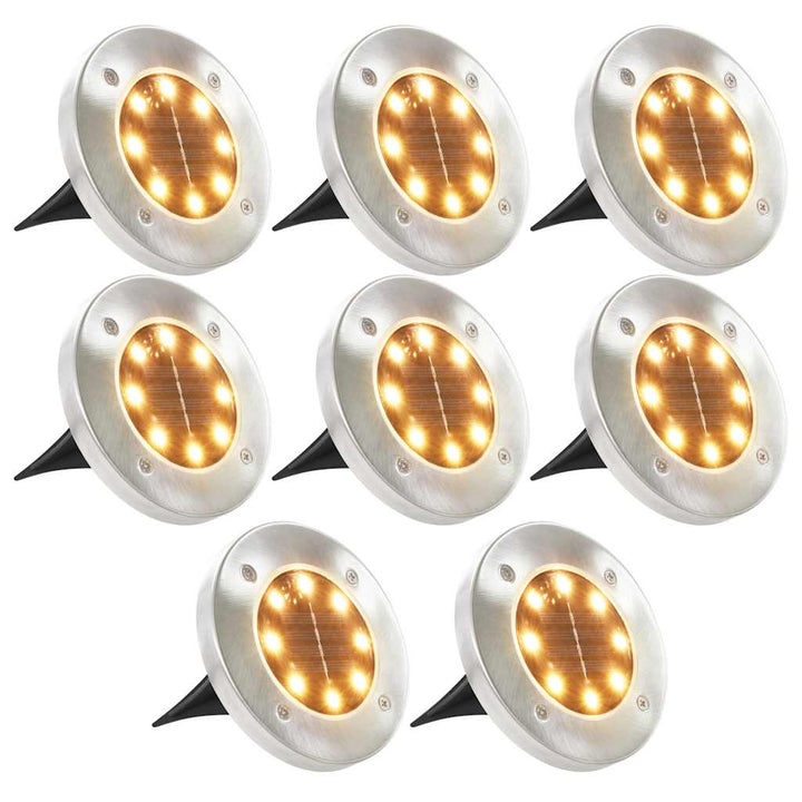 soldrevne LED-nedgravningsspots 8 stk. varmt hvidt lys