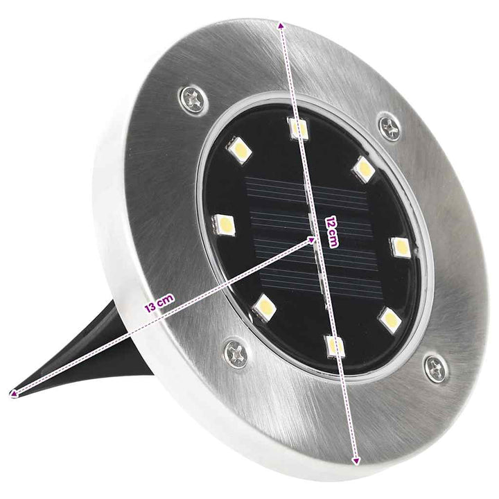 soldrevne LED-nedgravningsspots 8 stk. varmt hvidt lys
