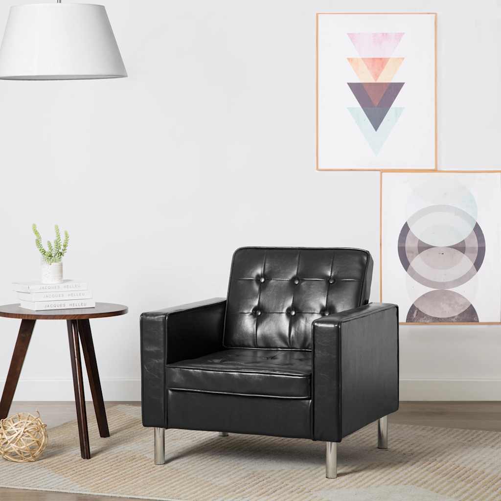 lænestol sort 75x70x75 cm kunstlæder