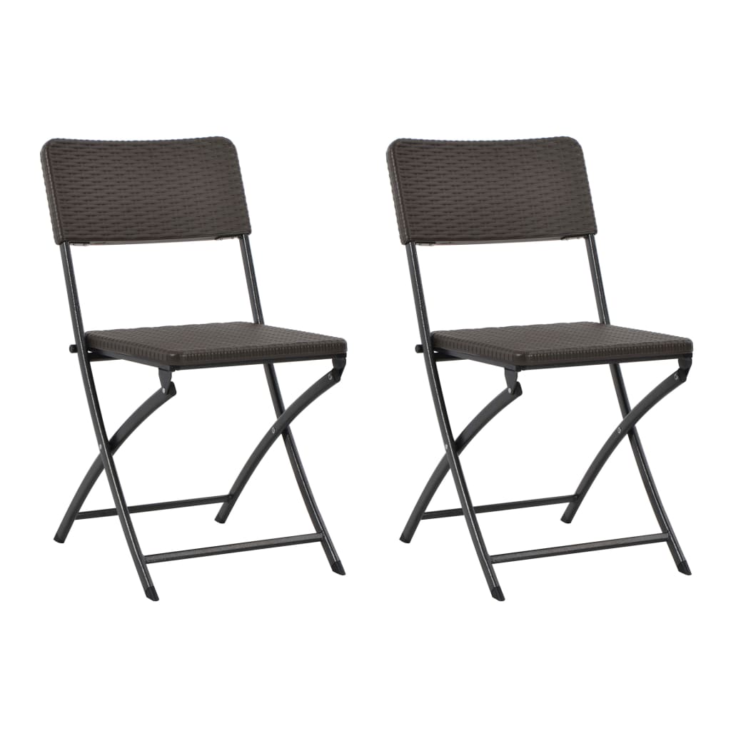 Klapstole 2 stk. HDPE og stål brun