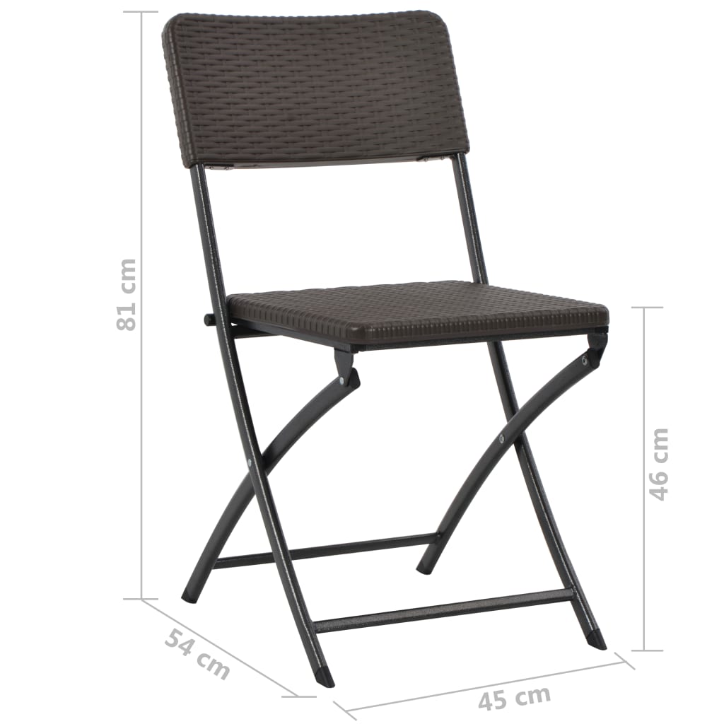 foldbare havestole 4 stk. HDPE og stål brun