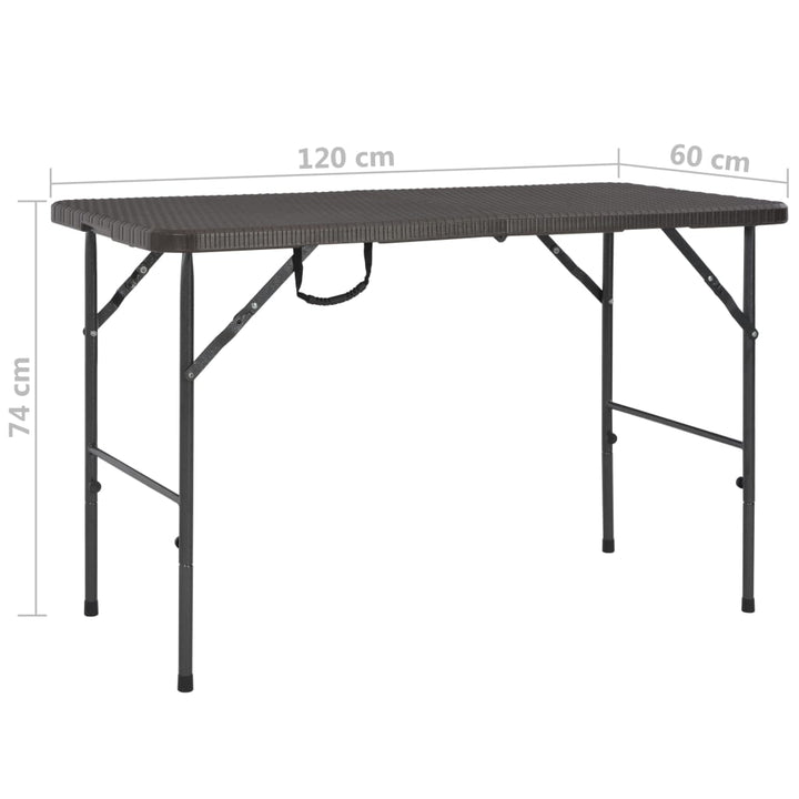 foldbart havebord 120 x 60 x 74 cm HDPE rattanlook brun