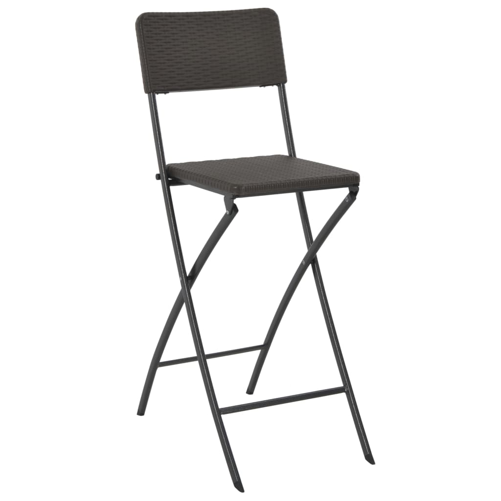 foldbare barstole 2 stk. HDPE og stål brun rattanlook