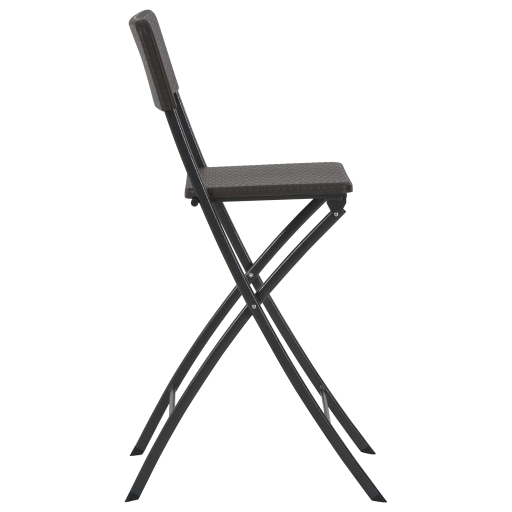 foldbare barstole 2 stk. HDPE og stål brun rattanlook
