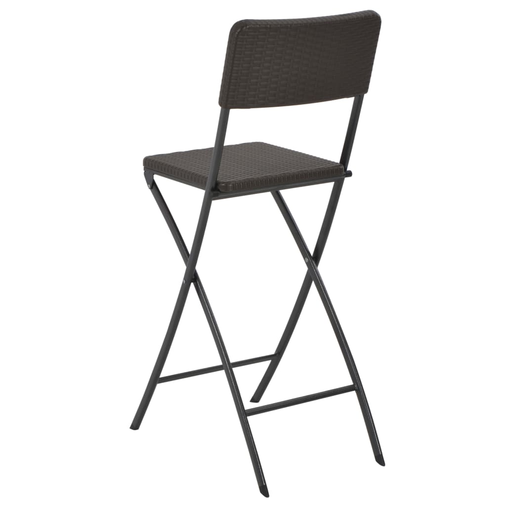 foldbare barstole 2 stk. HDPE og stål brun rattanlook