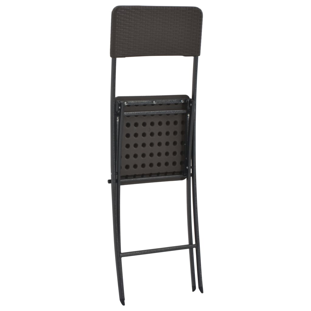 foldbare barstole 2 stk. HDPE og stål brun rattanlook