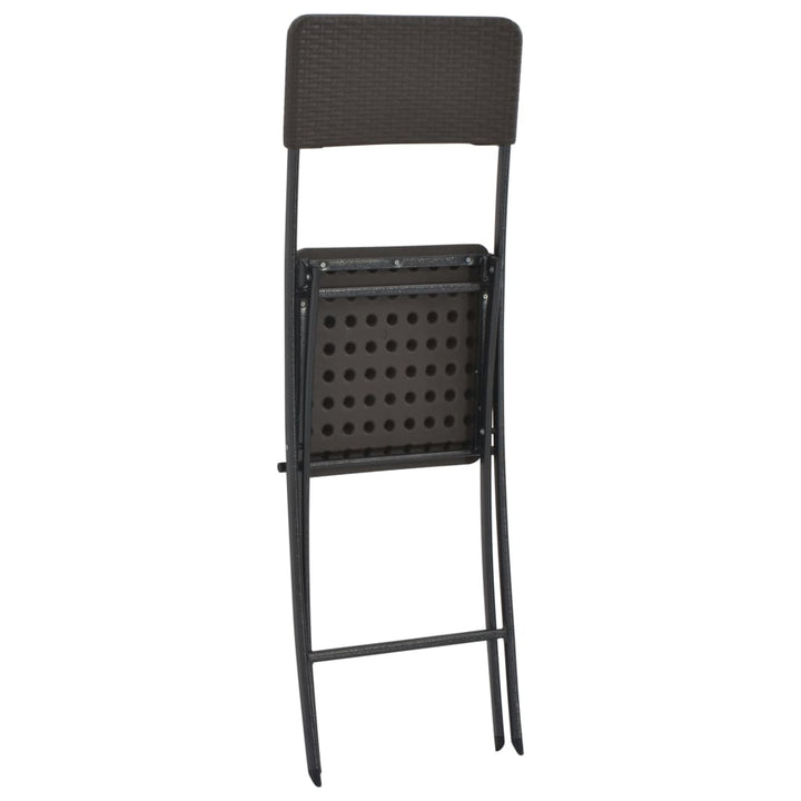 foldbare barstole 2 stk. HDPE og stål brun rattanlook
