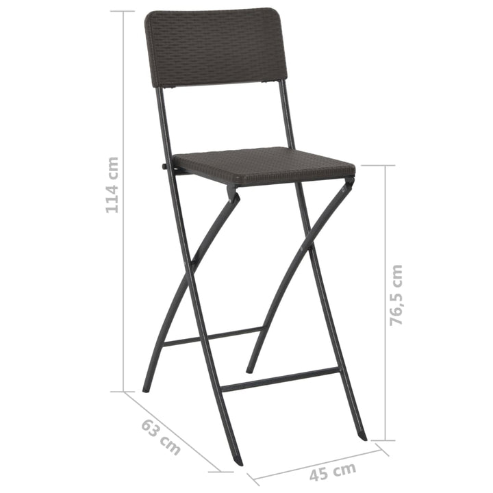 foldbare barstole 2 stk. HDPE og stål brun rattanlook