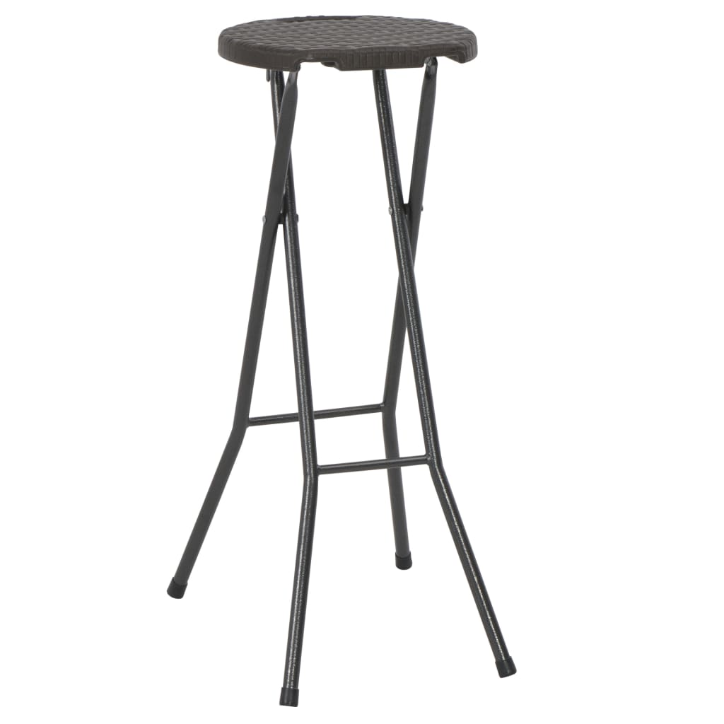 foldbare barstole 2 stk. HDPE og stål brun rattanlook
