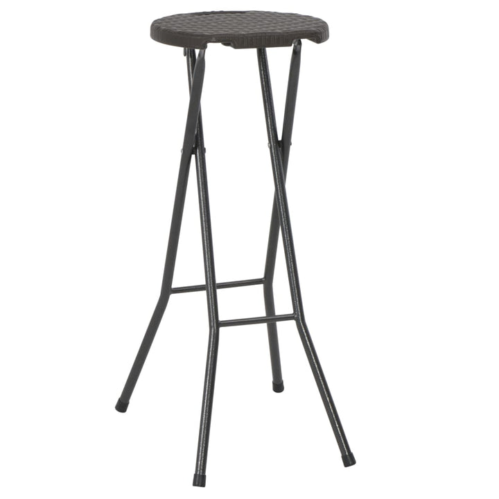 foldbare barstole 2 stk. HDPE og stål brun rattanlook