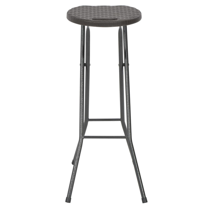 foldbare barstole 2 stk. HDPE og stål brun rattanlook