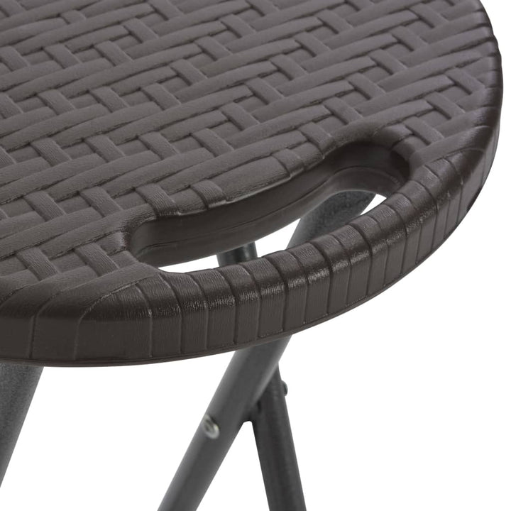 foldbare barstole 2 stk. HDPE og stål brun rattanlook