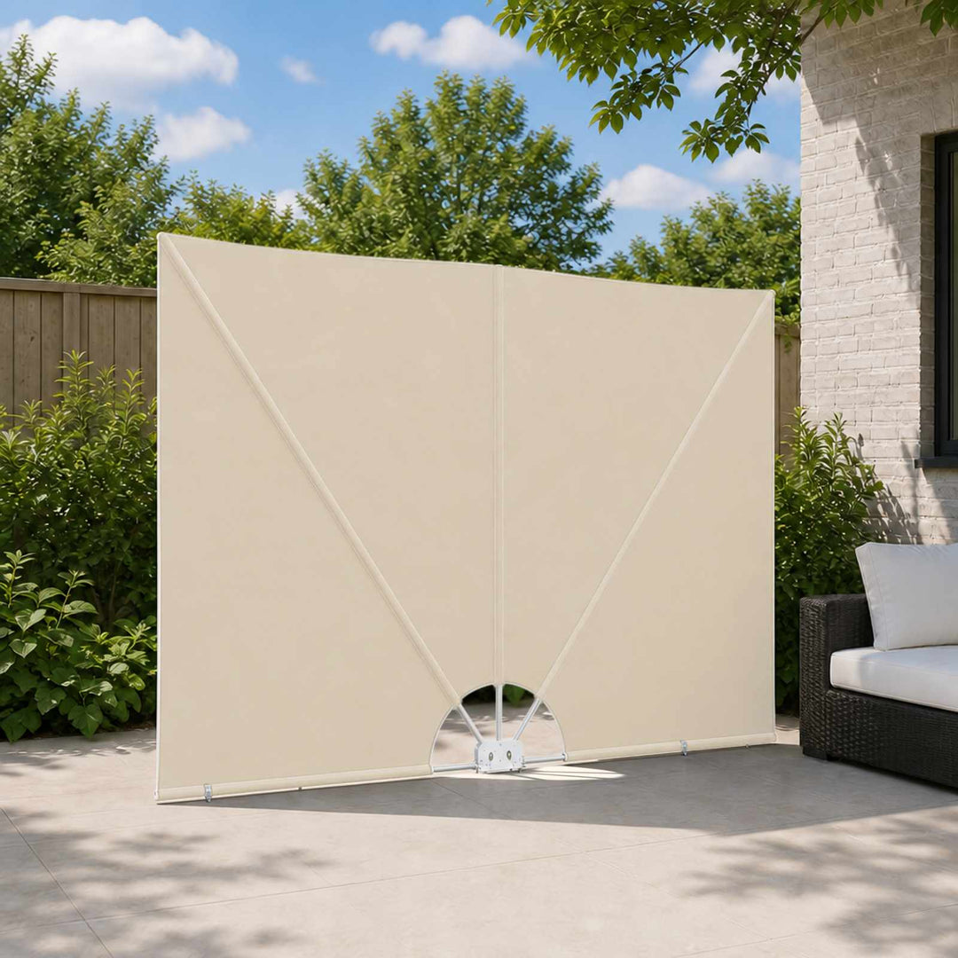 sammenklappelig sidemarkise til terrasse cremefarvet 400 x 200 cm