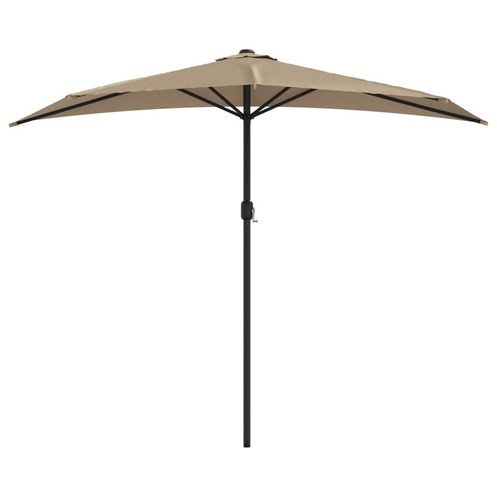 balkonparasol med aluminumsstang gråbrun 270 x 144 cm halv