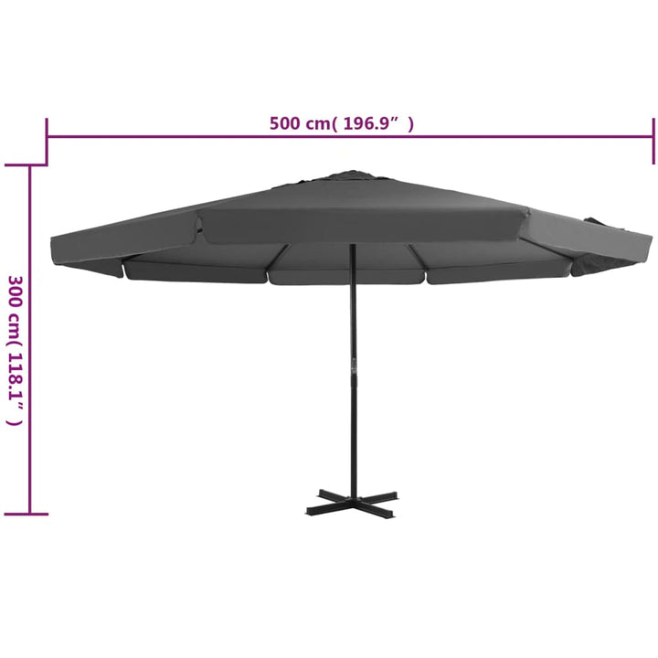 udendørs parasol med aluminiumsstang 500 cm antracitgrå