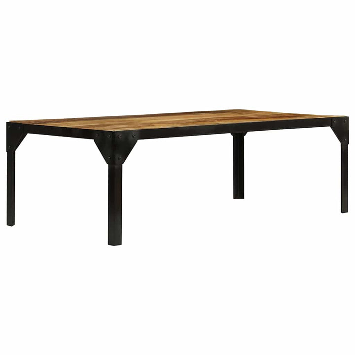 sofabord ovalt 110 cm massivt ru mangotræ og stål