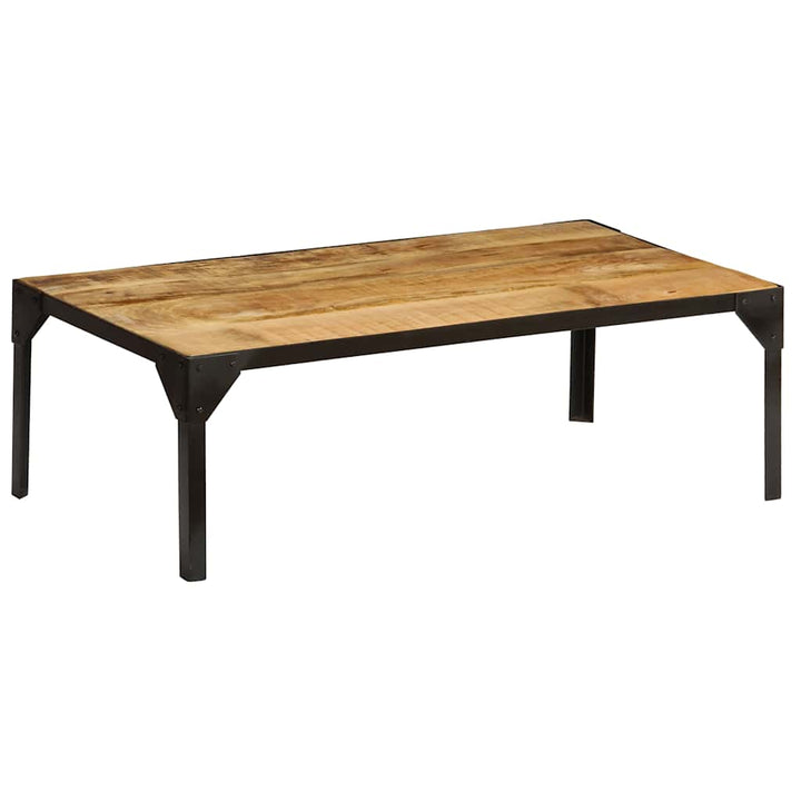 sofabord ovalt 110 cm massivt ru mangotræ og stål