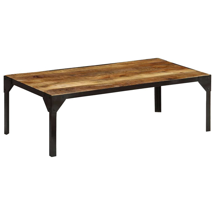 sofabord ovalt 110 cm massivt ru mangotræ og stål
