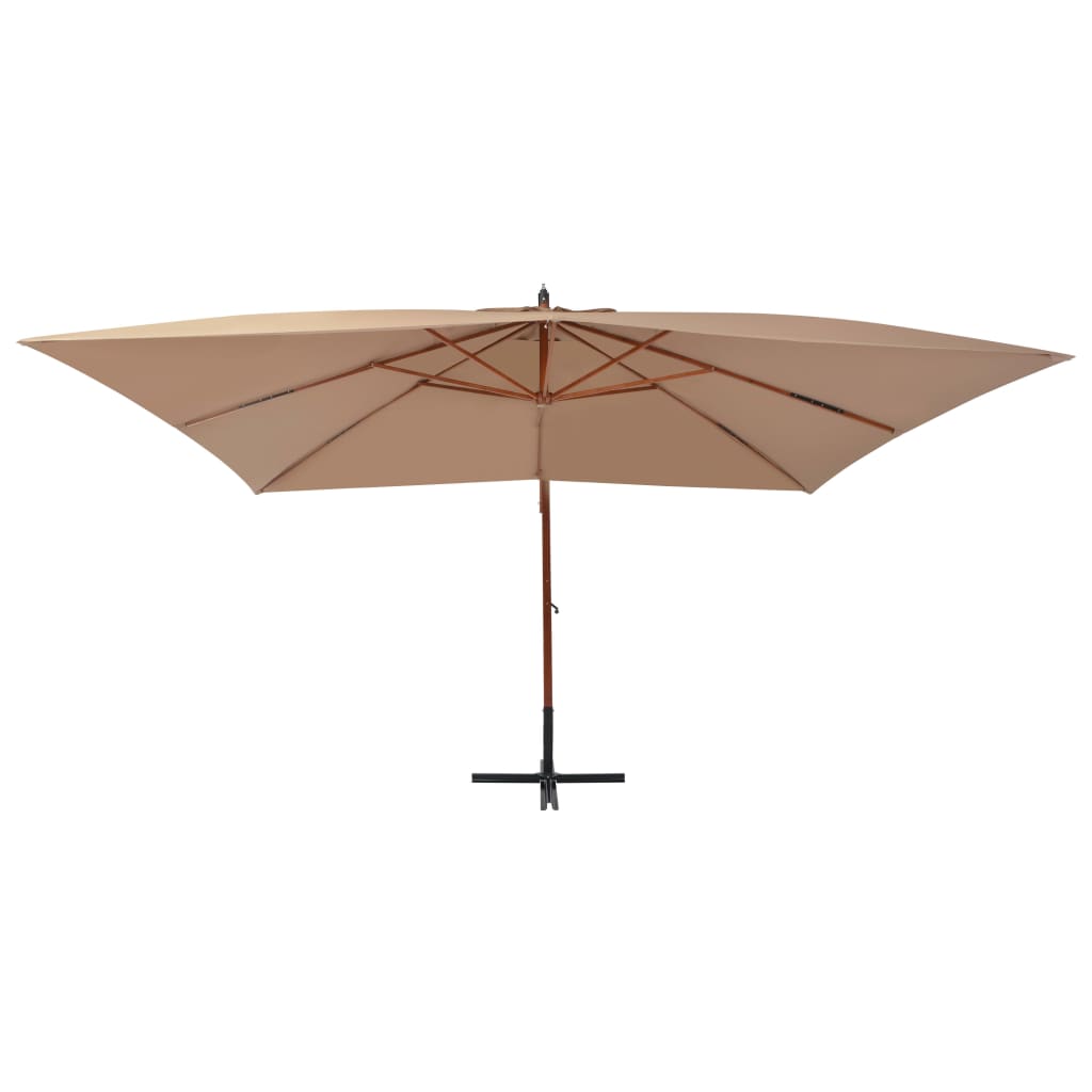 hængeparasol 400x300 cm træstang gråbrun