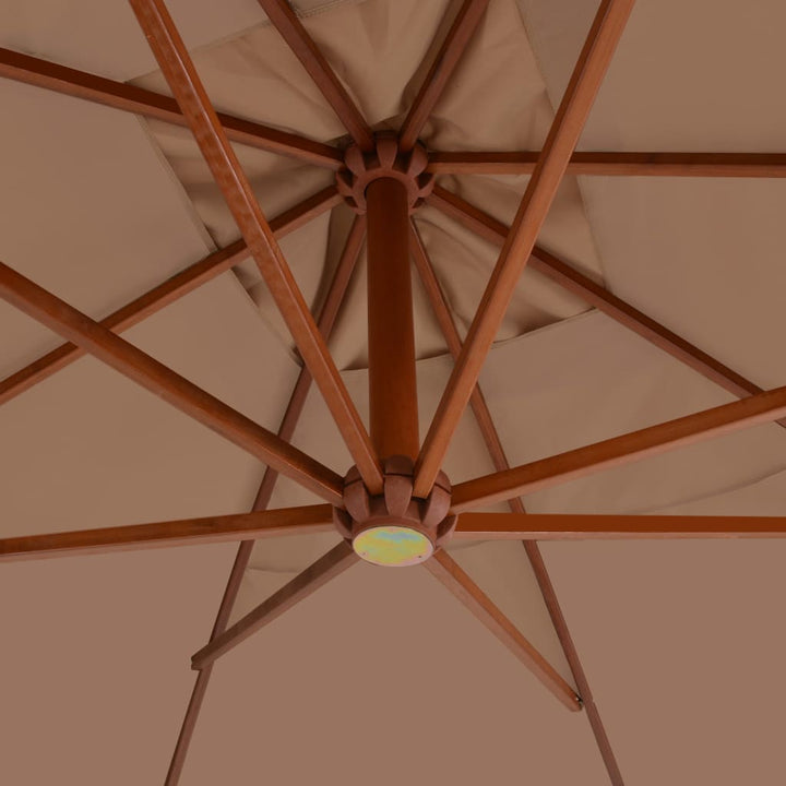 hængeparasol 400x300 cm træstang gråbrun