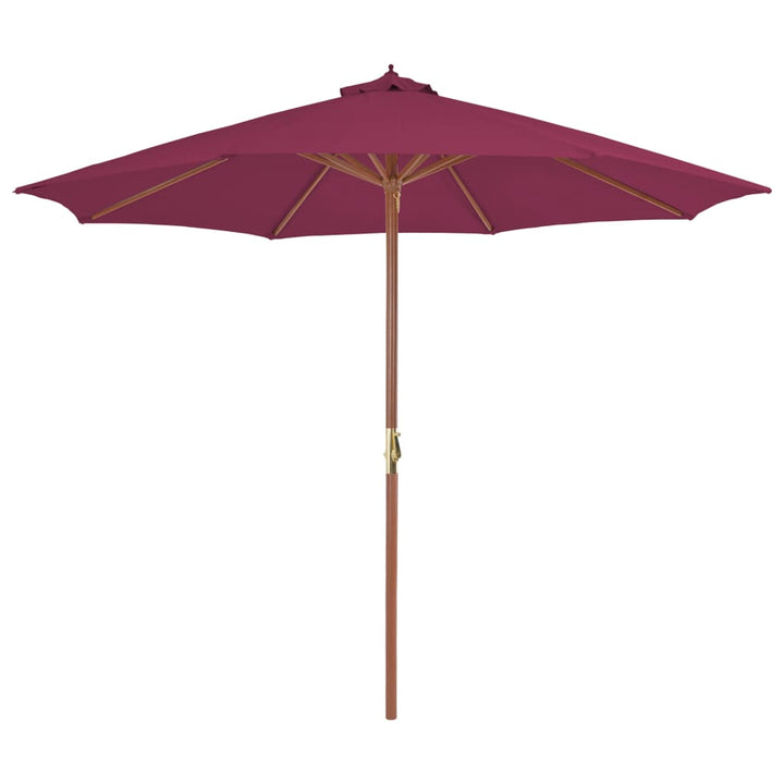 parasol 300 cm træstang bordeauxrød
