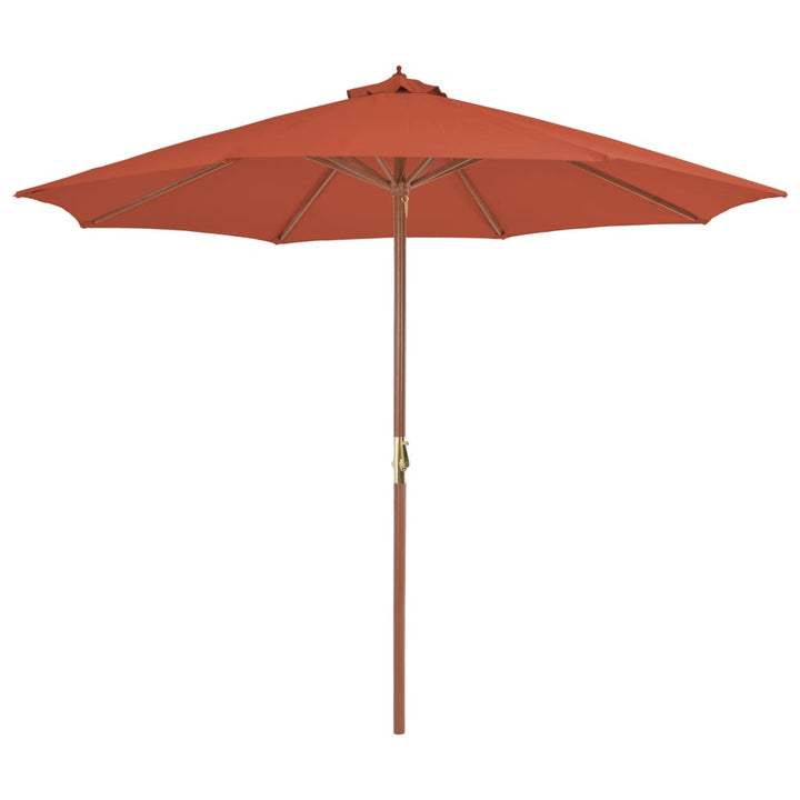 parasol 300 cm træstang terracottafarvet