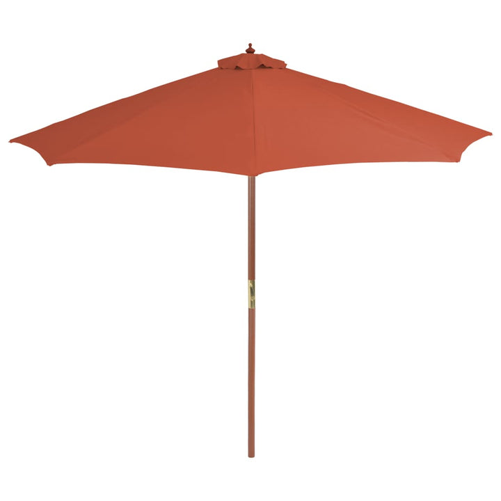 parasol 300 cm træstang terracottafarvet