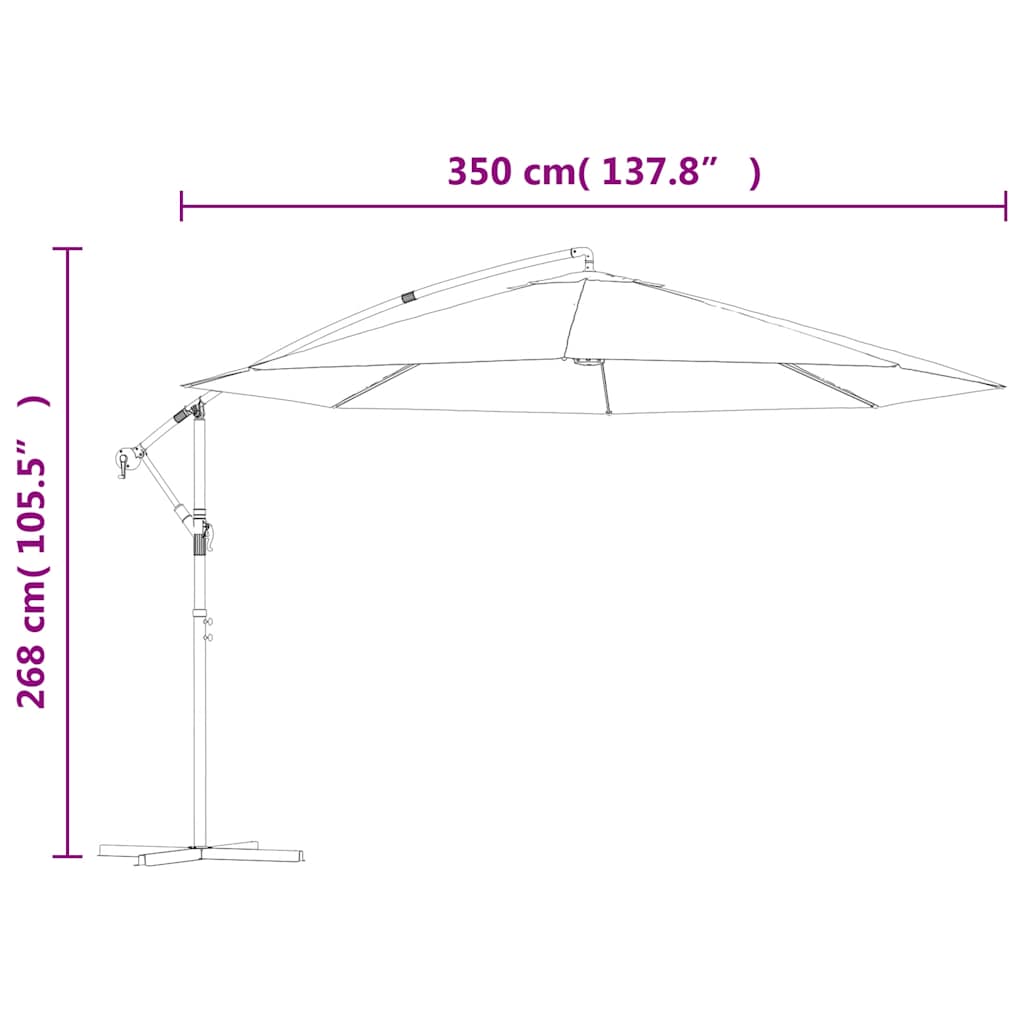 hængeparasol 350 cm aluminiumstang antracitgrå