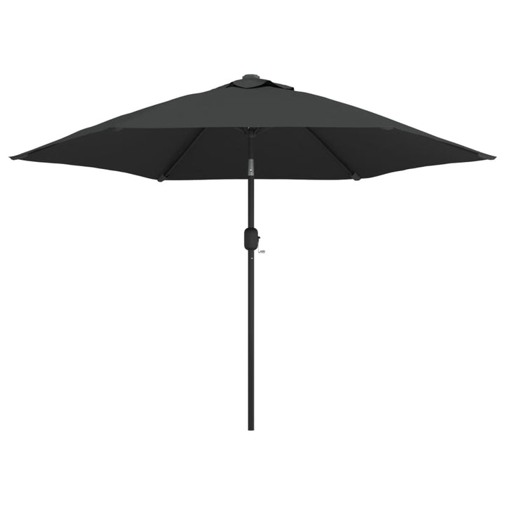udendørs parasol med LED-lys og stålstang 300 cm antracitgrå