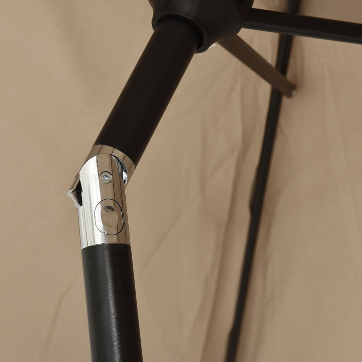 udendørs parasol med LED-lys og stålstang 300 cm gråbrun