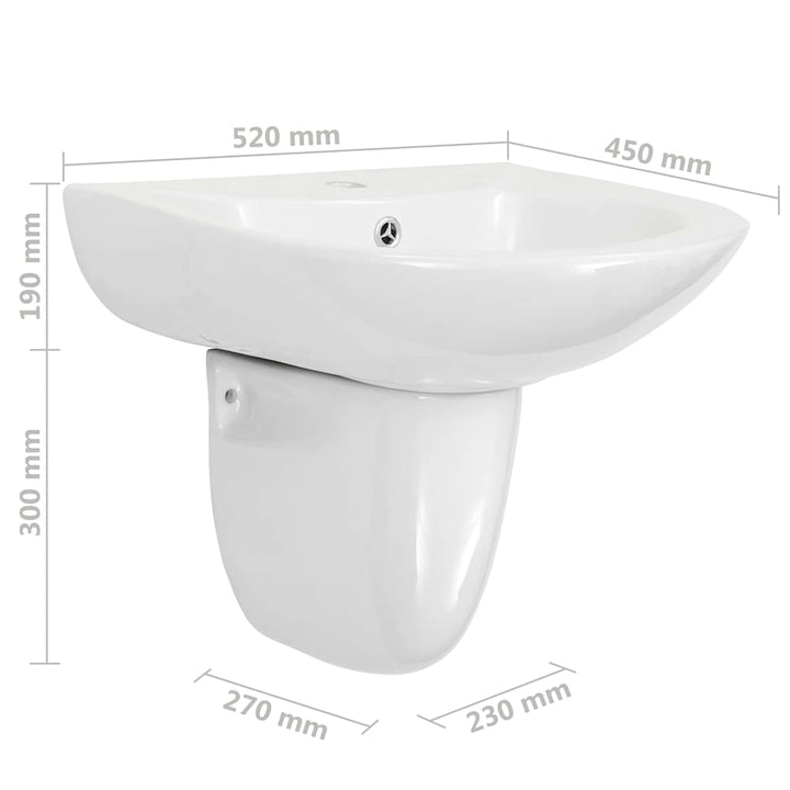 Vask Hvid 52 x 45 x 49 cm Glaseret Keramik