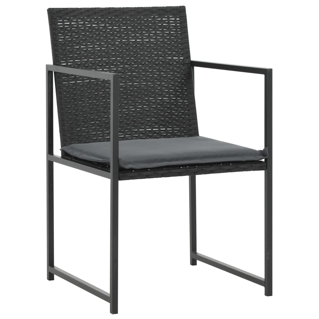 udendørs spisebordssæt 5 dele med hynder polyrattan sort