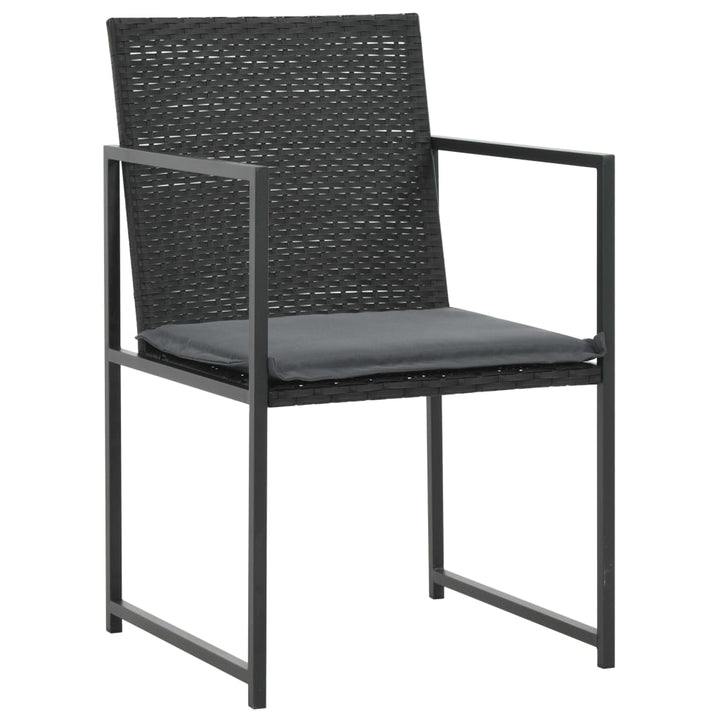 udendørs spisebordssæt 5 dele med hynder polyrattan sort