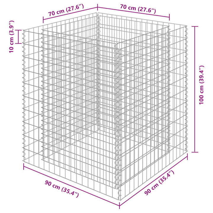 gabion-højbed 90x90x100 cm galvaniseret stål