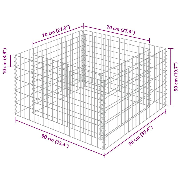 gabion-højbed 90x90x50 cm galvaniseret stål