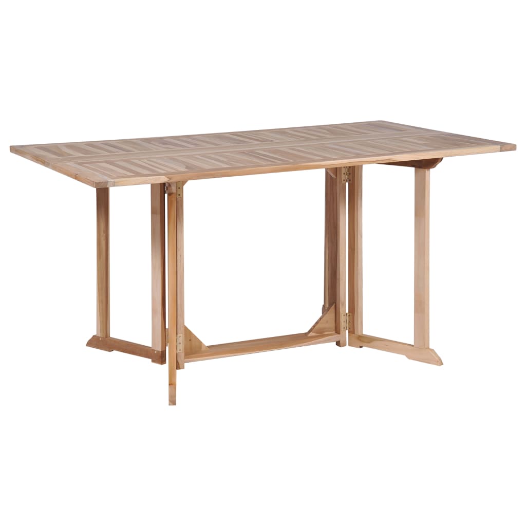 foldbart udendørs spisebordssæt 7 dele massivt teaktræ