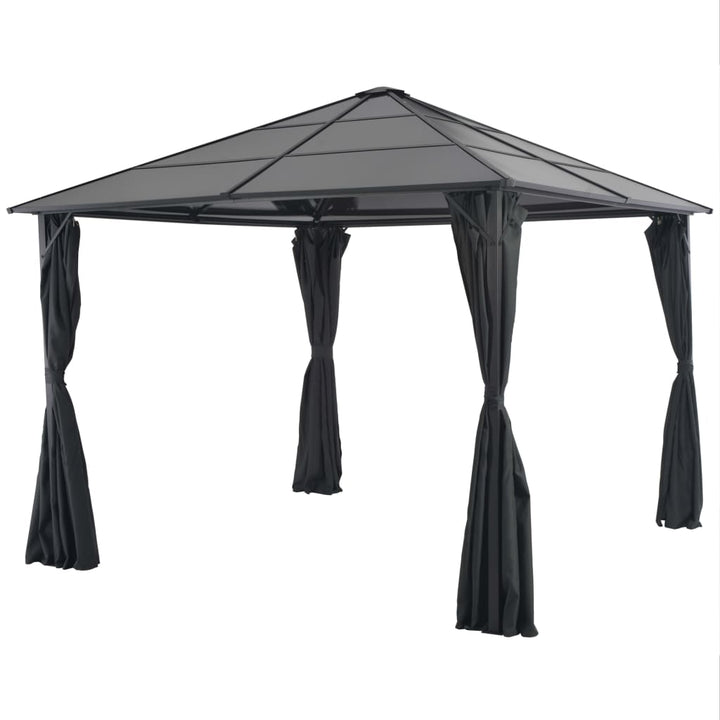 pavillon med gardin aluminium 3 x 3 m sort