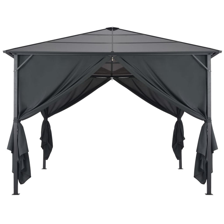 pavillon med gardin aluminium 3 x 3 m sort