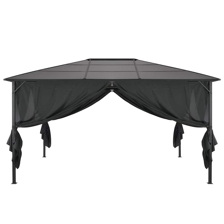 pavillon med gardin aluminium 4 x 3 x 2,6 m sort
