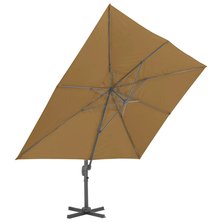 fritstående haveparasol med aluminiumsstang 400x300 cm taupe