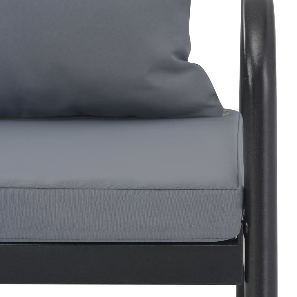 2-personers havesofa med hynder grå aluminium