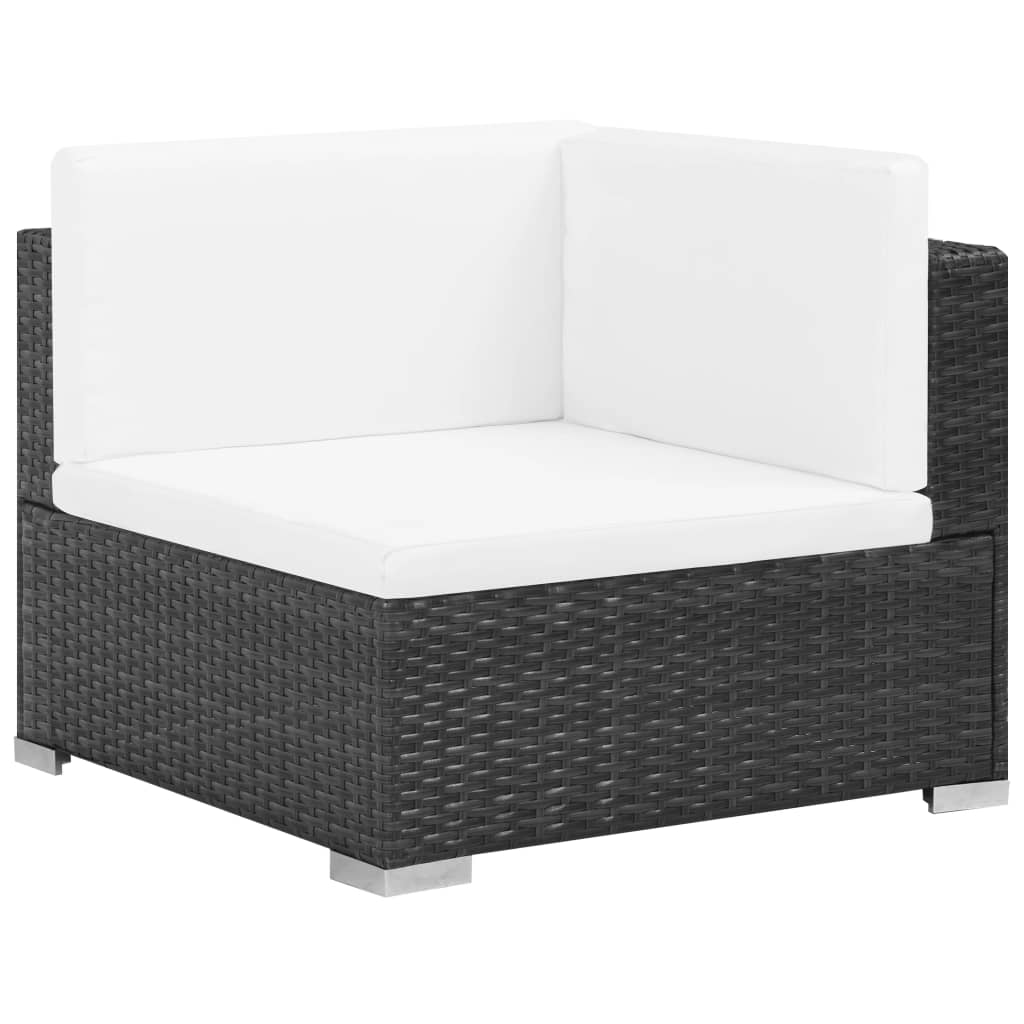 haveloungesæt 7 dele med hynder polyrattan sort