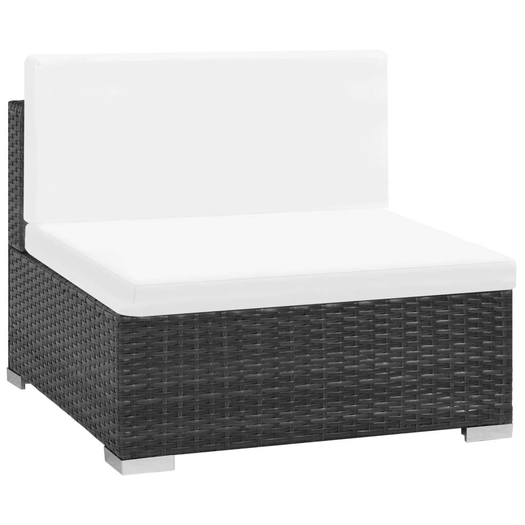 haveloungesæt 7 dele med hynder polyrattan sort