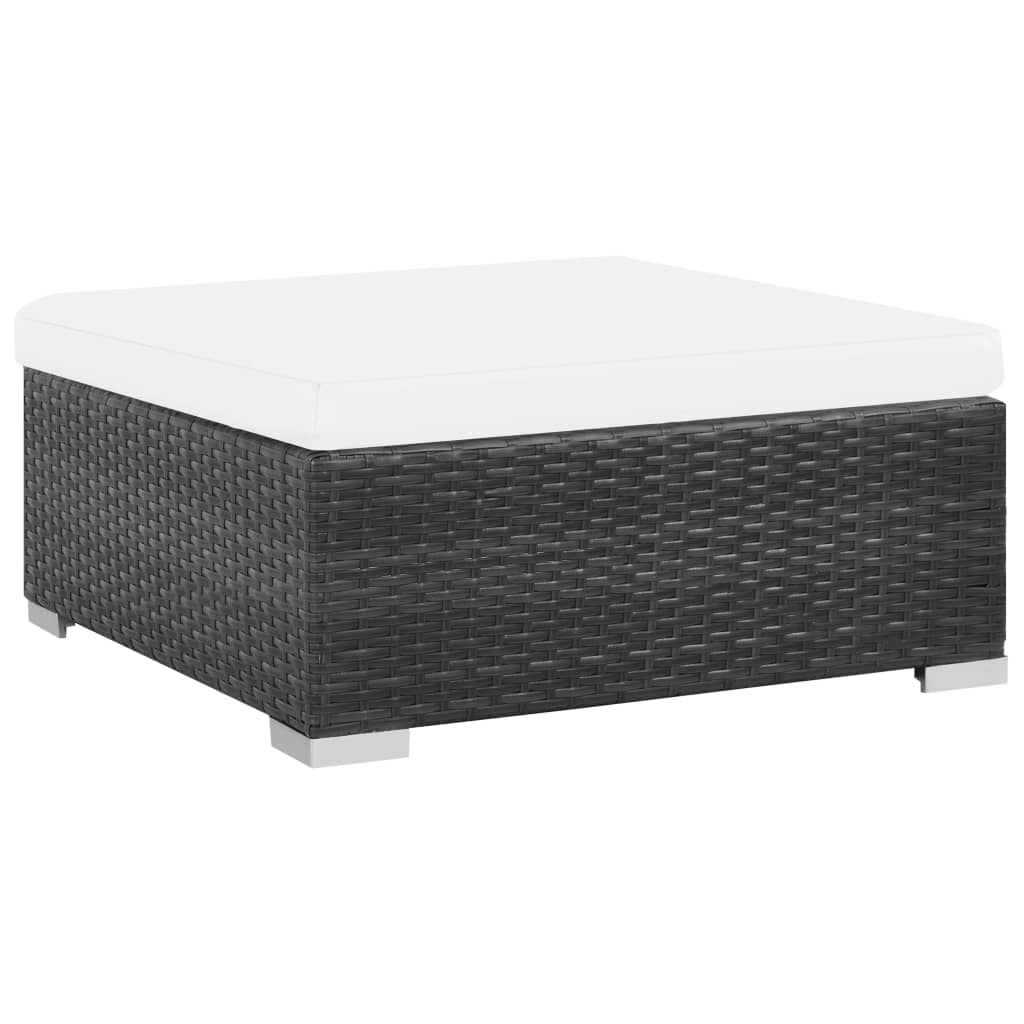 haveloungesæt 7 dele med hynder polyrattan sort