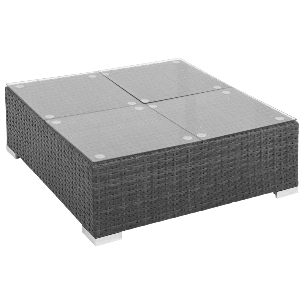 haveloungesæt 7 dele med hynder polyrattan sort