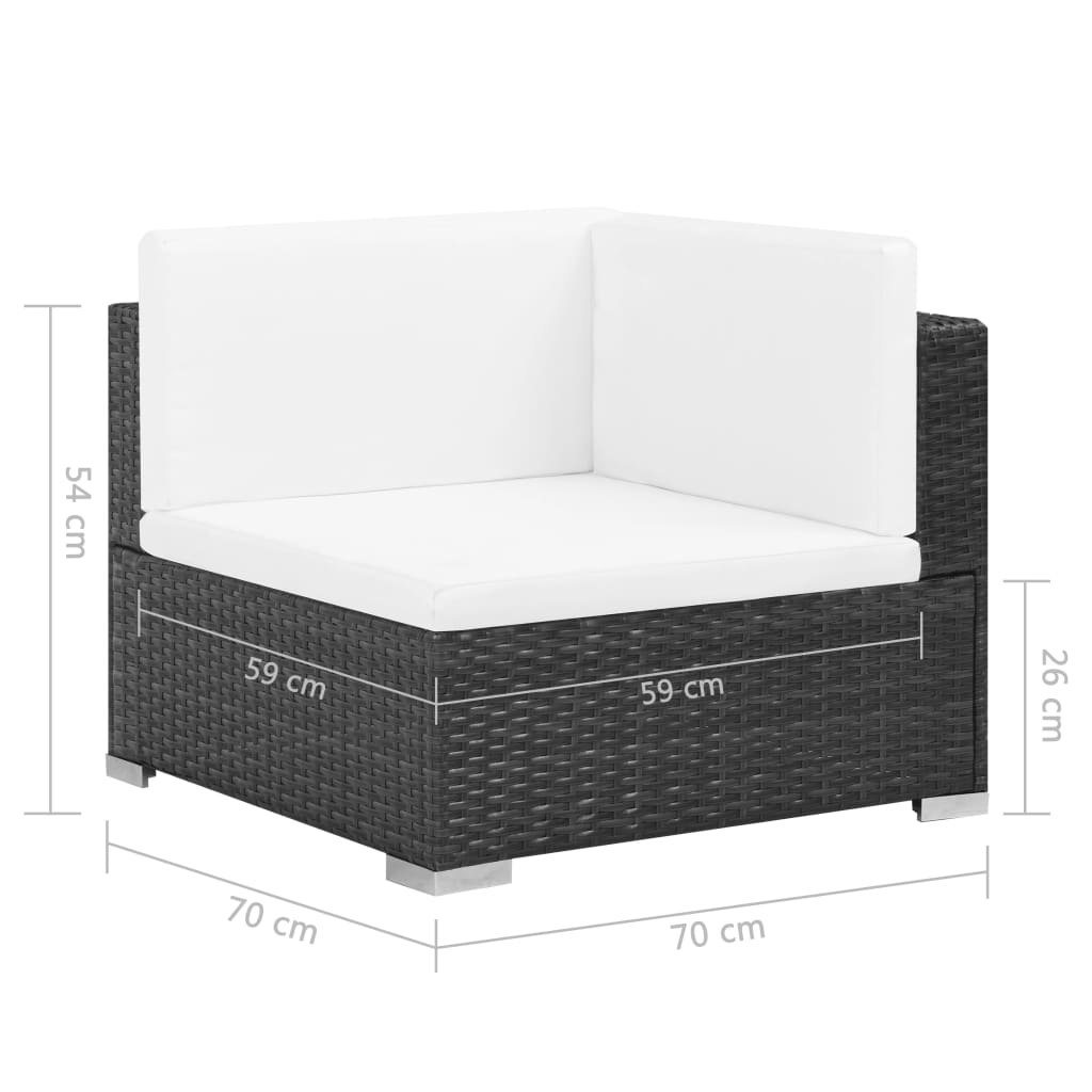 haveloungesæt 7 dele med hynder polyrattan sort