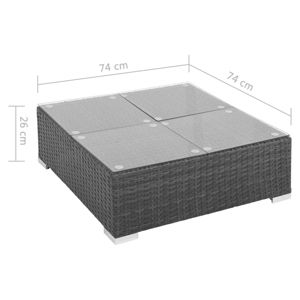 haveloungesæt 7 dele med hynder polyrattan sort