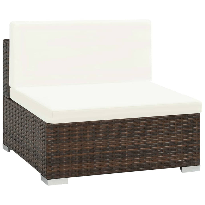 haveloungesæt 7 dele med hynder polyrattan brun