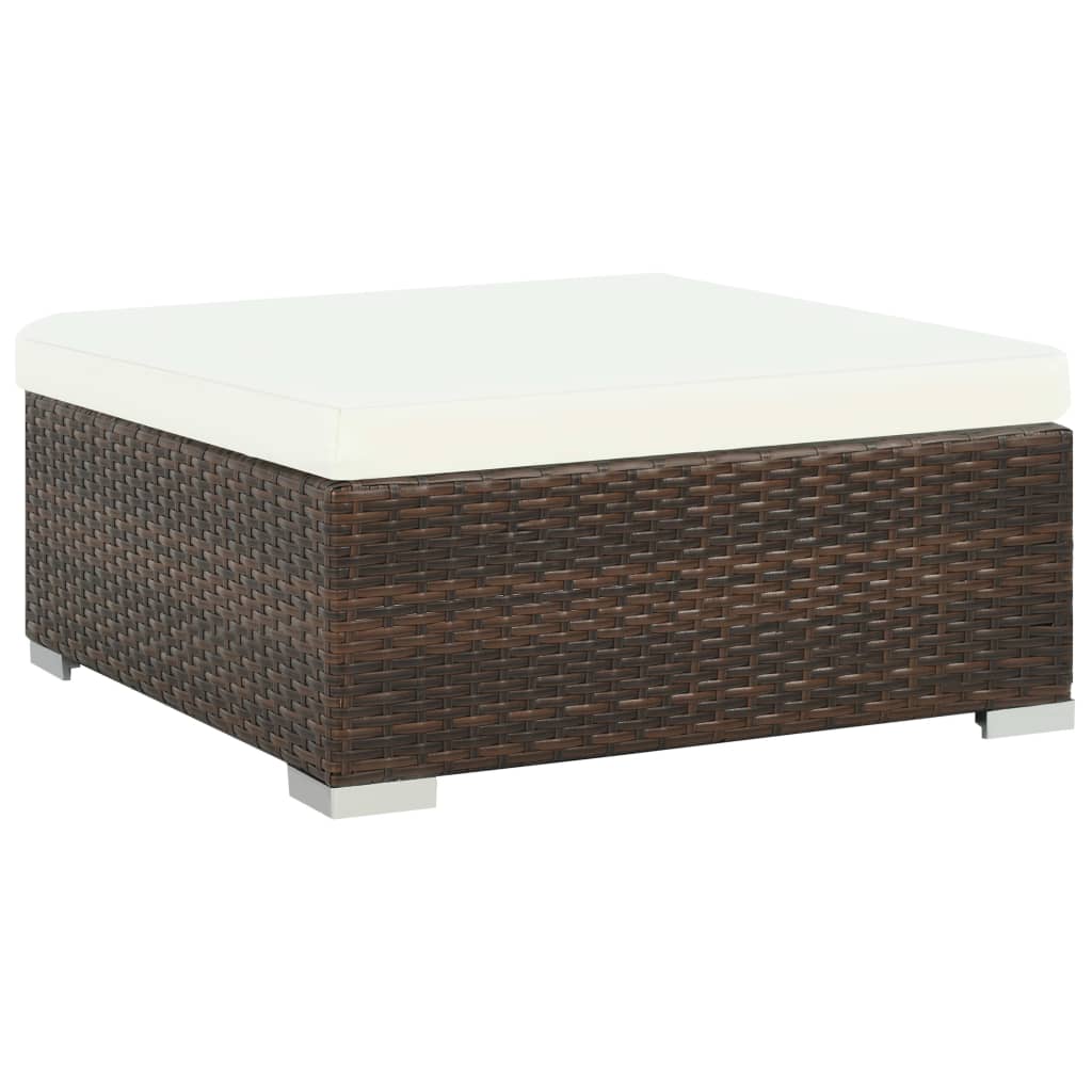 haveloungesæt 7 dele med hynder polyrattan brun