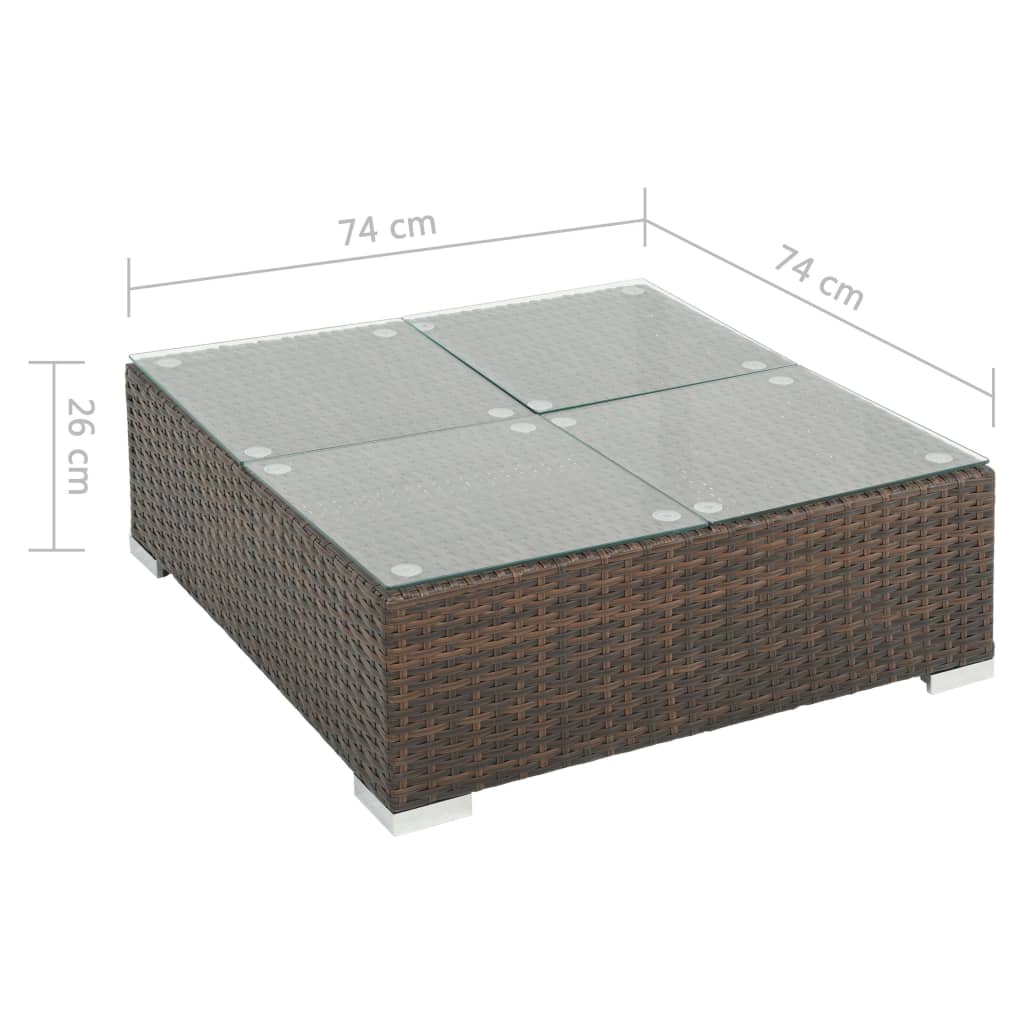 haveloungesæt 7 dele med hynder polyrattan brun